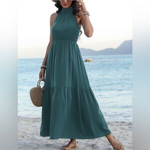 Feiersi Women’s Casual Sleeveless Long Maxi Dress Flowy Loose Ruffle Sundress